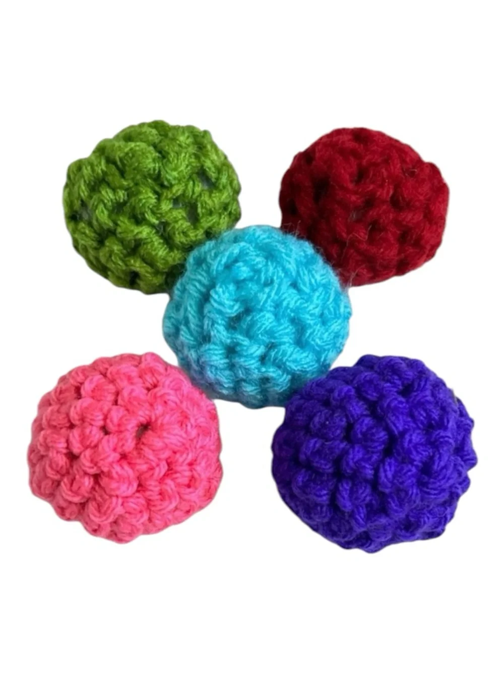 Hand Crafted Colorful Crochet Cat Toys Set of 5 Yarn Potent Catnip Interactive
